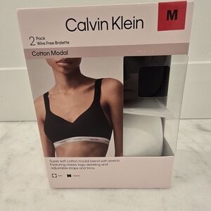 Calvin Klein Black Cotton Modal Bralette 2-Pack